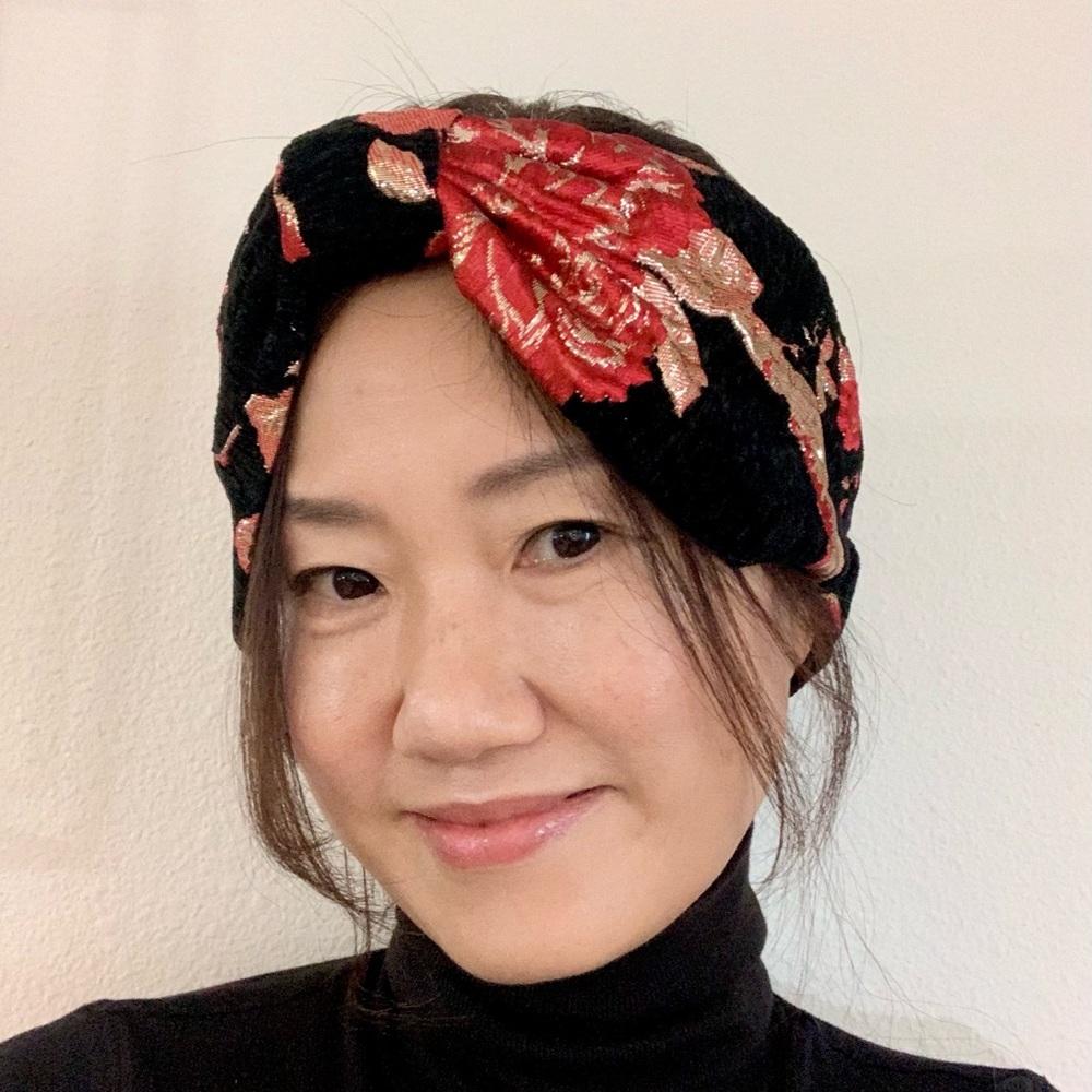 Red Floral Brocade Velvet Turban